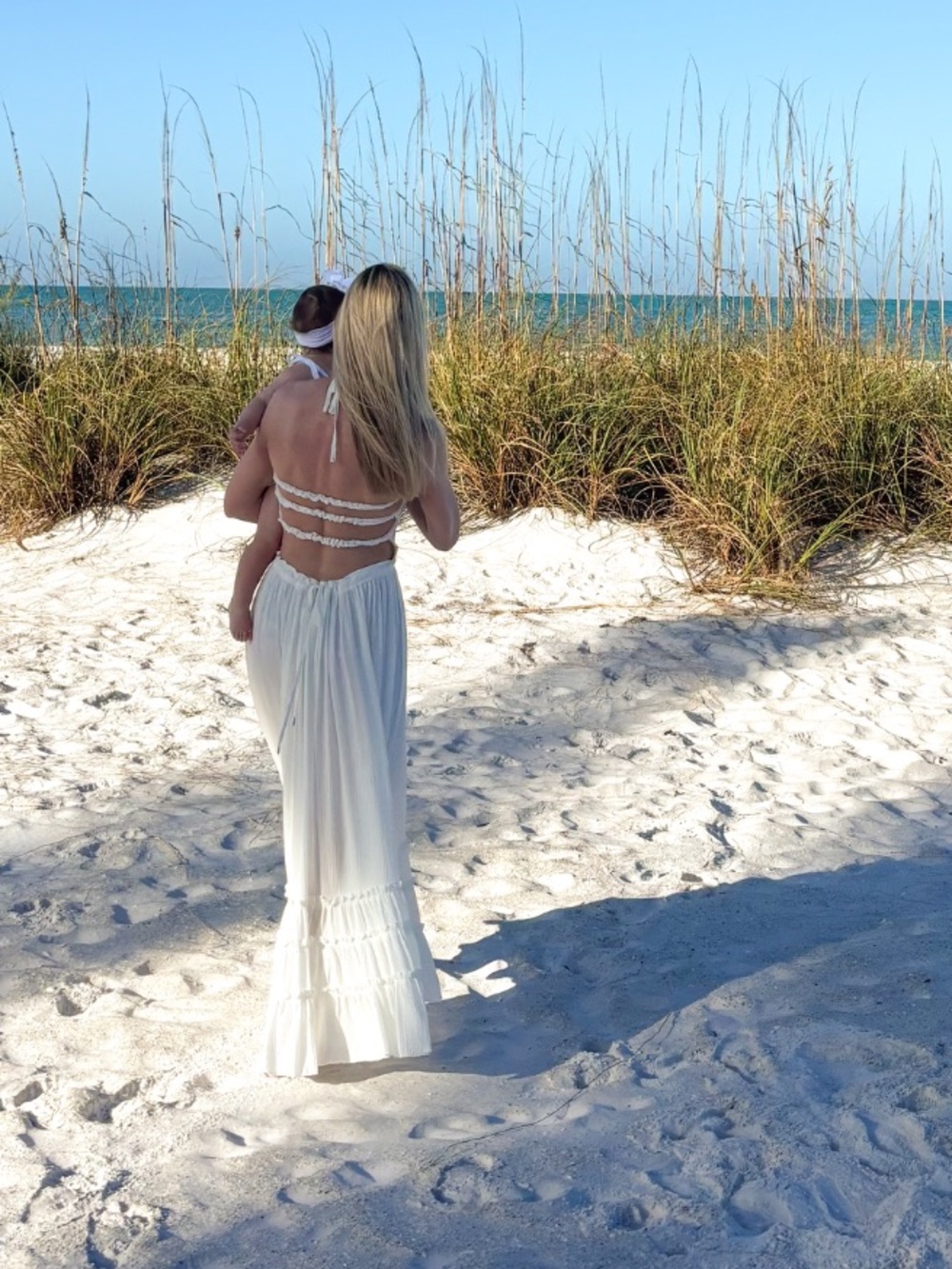 White Beach Maxi Flowy Skirt Lightweight Boho Style small